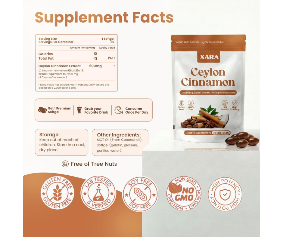 Ceylon Cinnamon 7200mg Equivalent with MCT Oil