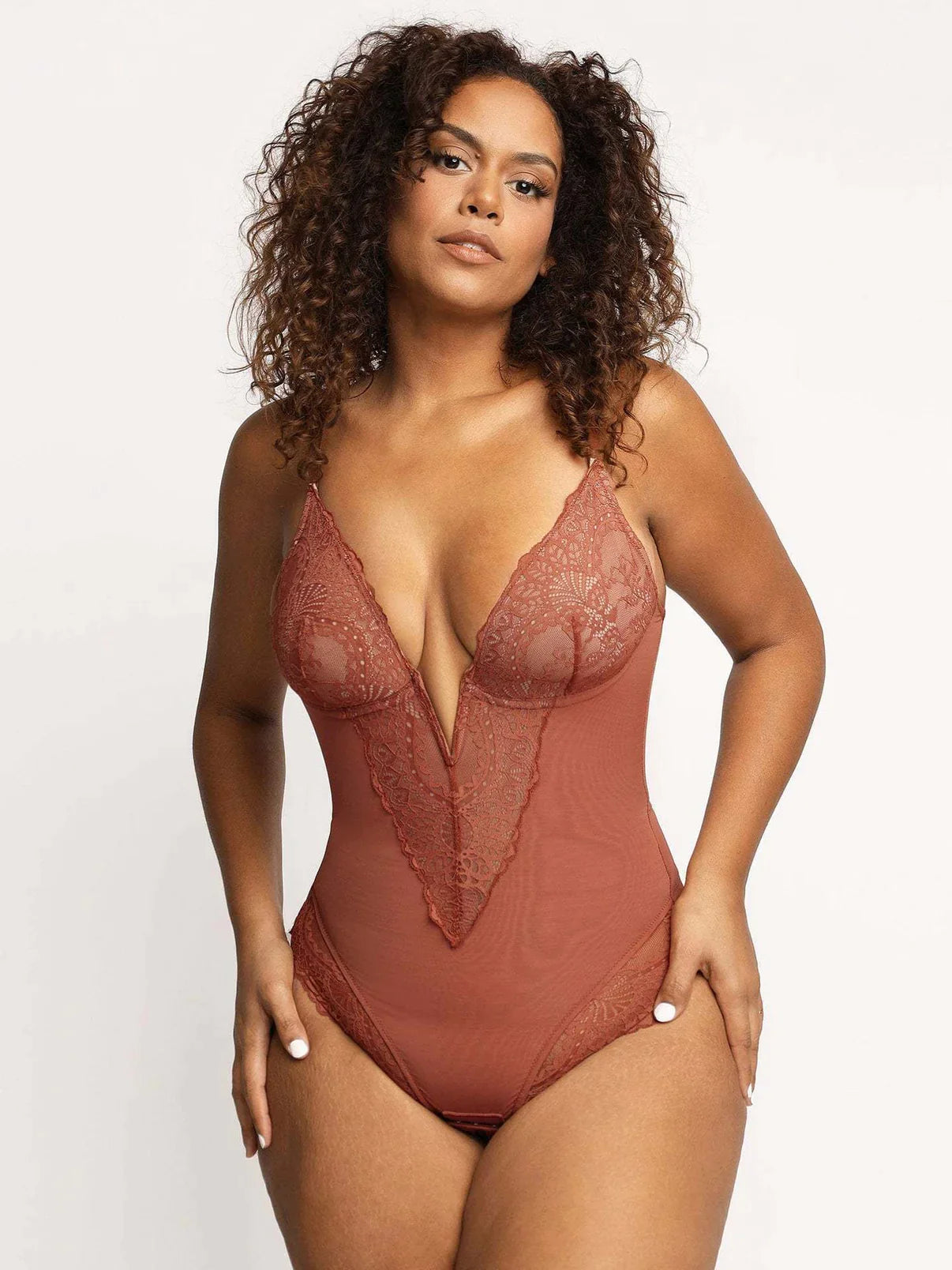 Lace Deep-V Neck Bodysuit
